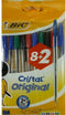Balpen Bic Cristal Assorti Medium Blister 8+2 gratis