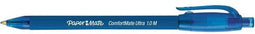 Balpen paper mate comfortmate drukknop m blauw - 12 stuks