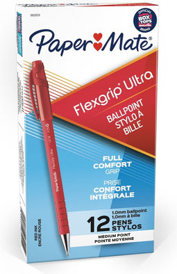 Balpen -Paper Mate Flexgrip Stick - rood - medium - doos 12 stuks