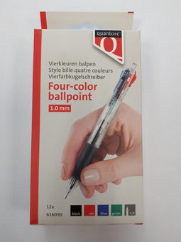 Balpen Quantore 4-kleuren - 12 stuks
