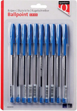 Balpen Quantore stick blauw blister - 12 stuks