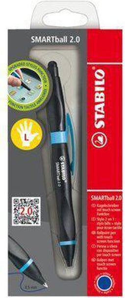 Balpen stabilo smartball 2.0 links zwart/cyaan - 5 stuks