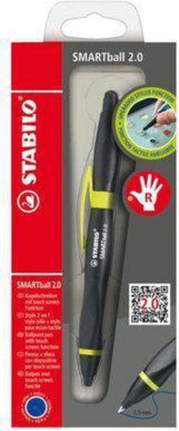 Balpen stabilo smartball 2.0 rechts zwart/kiwi - 5 stuks