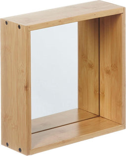 Bamboe Kubus Met Spiegel, Maat S, Afmeting: L26xB9xH26 cm, Naturel