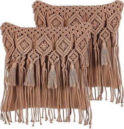 BAMIAN - Sierkussen set van 2 - Bruin - 45 x 45 cm - Katoen