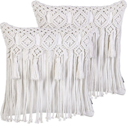 BAMIAN - Sierkussen set van 2 - Wit - 45 x 45 cm - Katoen
