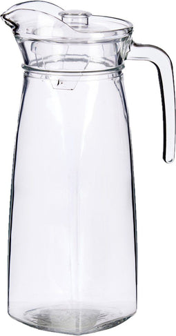 Glazen schenkkan/karaf met deksel 1,4 liter 14 x 29 cm - Sapkannen/waterkannen/schenkkannen