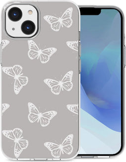iMoshion Hoesje Geschikt voor iPhone 14 Hoesje Siliconen - iMoshion Design hoesje - Grijs / Butterfly