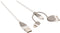 Bandridge 8-pins Lightning, 30-pins Apple Dock en Micro USB naar USB combi-kabel - wit - 1 meter