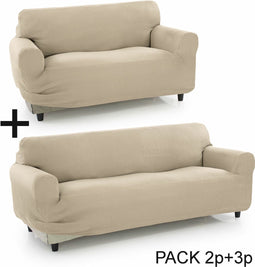 Bankbedekking Sofakover Pocket Duo Romeo 2 Stuks - Beige