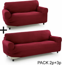Bankbedekking Sofakover Pocket Duo Romeo 2 Stuks - Bordeaux