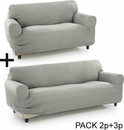 Bankbedekking Sofakover Pocket Duo Romeo 2 Stuks - Lichtgrijs