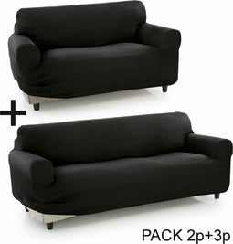 Bankbedekking Sofakover Pocket Duo Romeo 2 Stuks - Zwart