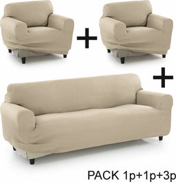 Bankbedekking Sofakover Pocket Trio Romeo 3 Stuks - Beige