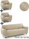 Bankbedekking Sofakover Pocket Trio Romeo 3 Stuks - Beige