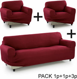 Bankbedekking Sofakover Pocket Trio Romeo 3 Stuks - Bordeaux