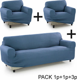 Bankbedekking Sofakover Pocket Trio Romeo 3 Stuks - Celeste