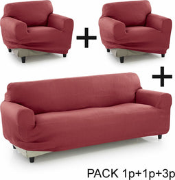 Bankbedekking Sofakover Pocket Trio Romeo 3 Stuks - Fuchsia