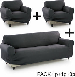 Bankbedekking Sofakover Pocket Trio Romeo 3 Stuks - Grijs
