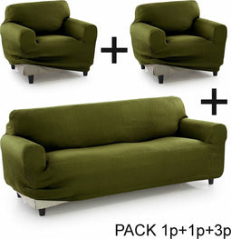 Bankbedekking Sofakover Pocket Trio Romeo 3 Stuks - Groen