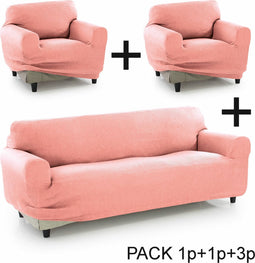 Bankbedekking Sofakover Pocket Trio Romeo 3 Stuks - Licht Roze