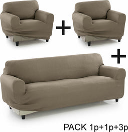 Bankbedekking Sofakover Pocket Trio Romeo 3 Stuks - Linnen
