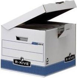 Bankers Box opbergdoos flipt top kubus blauw wit A4