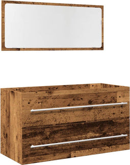 vidaXL - 2-delige - Badkamermeubelset - bewerkt - hout - oud - houtkleurig