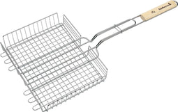 Barbecook dubbel rooster - chroom en rubberhout - 31.5x25x5cm - FSC®