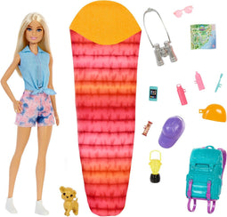 Barbie Camping - Kamperen met Malibu en Brooklyn met accessoires - Pop