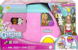 Barbie Chelsea Camper met hondje en konijn - Speelfigurenset