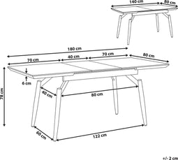 BARBOSA - Uitschuifbare eettafel - Donkerhout - 80 x 140/180 cm - MDF