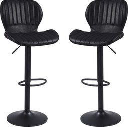 Barkruk Mike zwart - Barkrukken set van 2 - Barstoel Kruk - Barstoelen met rugleuning - Keukenstoel - Industrieel