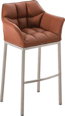 Barkruk Sarpsborg Kunstleer met 4-poots Mat geborsteld RVS frame, Rood