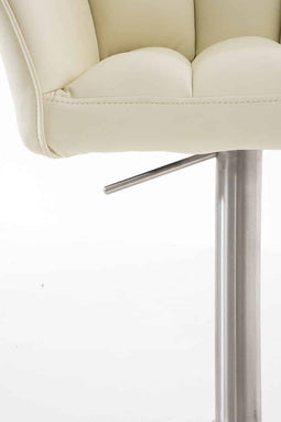 Barkruk Sarpsborg Kunstleer met 4-poots Mat geborsteld RVS frame, Lichtbruin