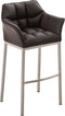 Barkruk Sarpsborg Kunstleer met 4-poots Mat geborsteld RVS frame, Lichtbruin