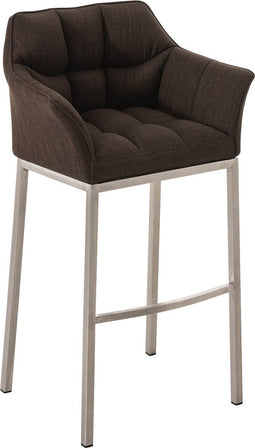 Barkruk Sarpsborg Stof met 4-poots Mat geborsteld RVS frame, Terrabruin