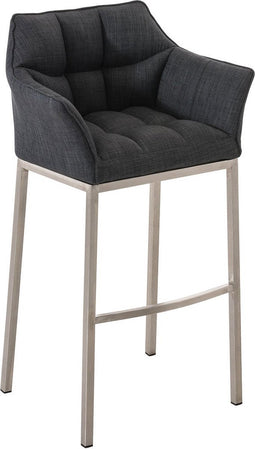 Barkruk Sarpsborg Stof met 4-poots Mat geborsteld RVS frame, Wit