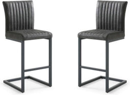 Barkruk Texas set van 2 - 48x55x112 - Donker grijs - Yachtleder/metaal