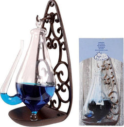Barometer/donderglas met gietijzer houder