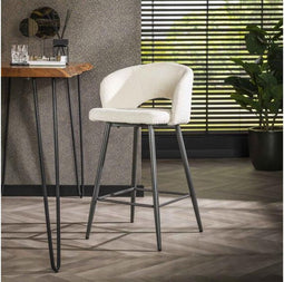 Barstoel Claire Bouclé - Wit | Meubelplaats (set van 2)