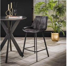 Barstoel Jelle - Antraciet velours (set van 2)