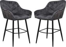 Barstoel Liverpool - 56x61x97 - Antraciet/zwart - Velours/metaal