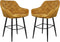 Barstoel Liverpool - Set van 2 - 56x61x97 - Geel/zwart - Velours/metaal