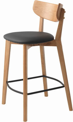 Barstoel Pero eiken zwart Pu-leer - Naturel