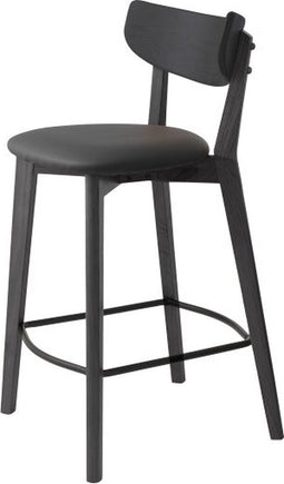 Barstoel Pero eiken zwart Pu-leer - Zwart