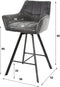 Barstoel raster draaibaar - Antraciet velours | Meubelplaats (set van 2)