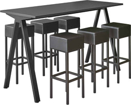 Bartafel Victory breed 180CM kleur frame Zwart (RAL9005) kleur blad Lichtgrijs