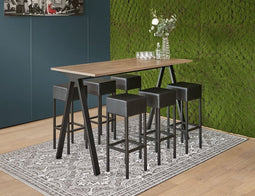 Bartafel Victory breed 180CM kleur frame Zwart (RAL9005) kleur blad Halifax Eiken