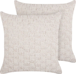 BASALIM - Sierkussen set van 2 - Beige - 45 x 45 cm - Polyester